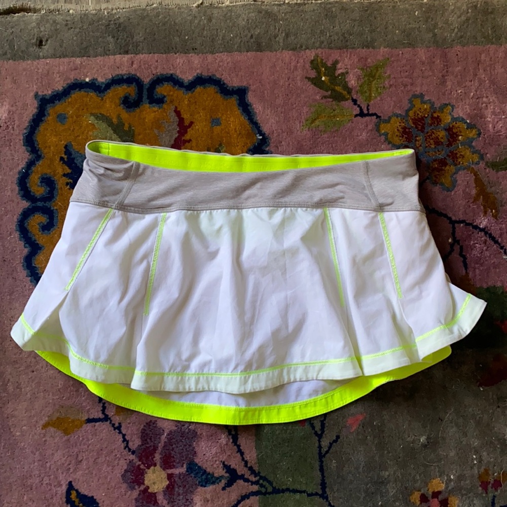 lululemon athletica White and Neon Yellow Skirt